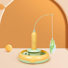 2 In 1 Pet Cat Toy With Feather For Self-Play Cat Turntable Pets Supplies Cat Toy Toys Cats Items Products