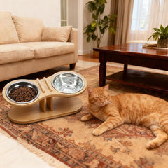 Adjustable Tilted Pet Stand With A Feeding Bowl