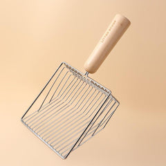 Metal Cat Litter Scoop Wooden Handle Stylish Cleaning Tool