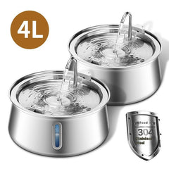 4L Water Drop Large Capacity Pet Stainless Steel Water Dispenser