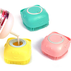 Silicone Dog Bath Gloves Massage Brush Shampoo Dispensing Grooming