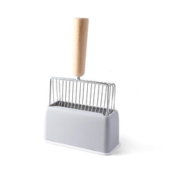 Metal Cat Litter Scoop Wooden Handle Stylish Cleaning Tool