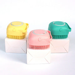 Silicone Dog Bath Gloves Massage Brush Shampoo Dispensing Grooming