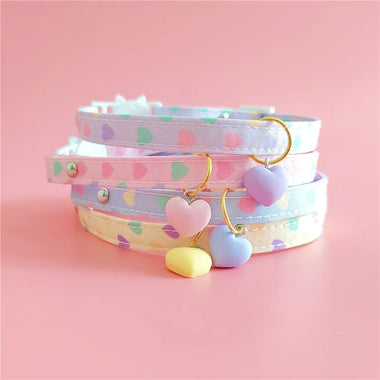 Pastel Heart Pet Collars Cute Adjustable Kawaii Dog Cat Accessory