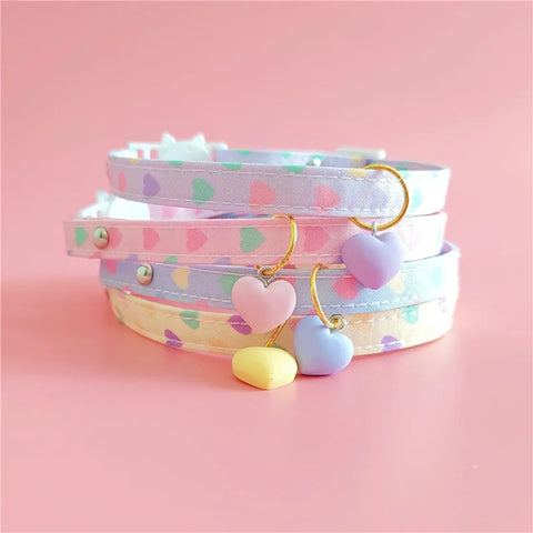 Pastel Heart Pet Collars Cute Adjustable Kawaii Dog Cat Accessory