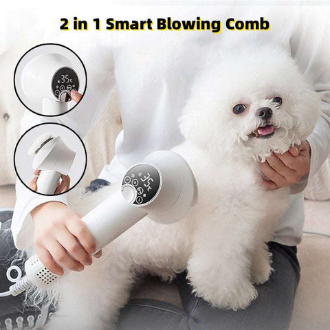 Smart Pet Hair Dryer Silent Grooming Blow Comb Cleaning